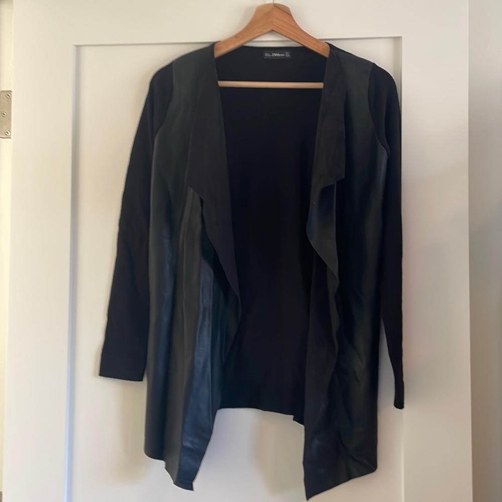 Zara vegan leather front cardigan size S